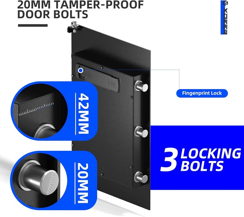 XDeer Biometric Safe Box, Quick-Access Security Safe Box with Upgraded Fingerprint, Steel Handgun Safe Lock Box for Kid/Home/Office (2.04 Cubic Feet) - Image 5